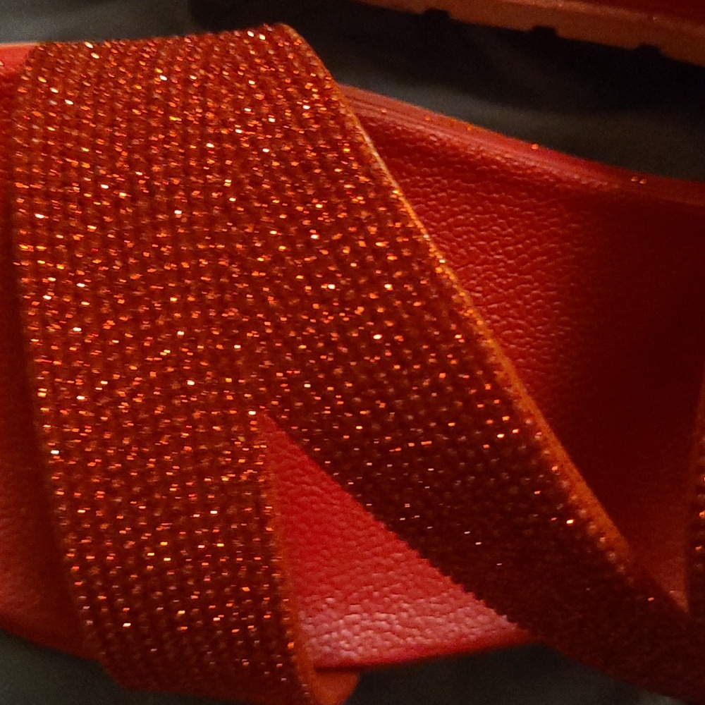 Shoeaholic Red Glittery Sandals GUC - Picture 3 of 4